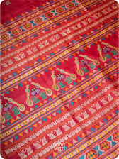 Red Veena Pani Lata Master Weave Exclusive Handspun Tussar Silk Saree