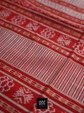 Golden Brick Red Ek Phulia Rudraksh Ikkat Mulberry Silk Saree