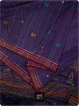 Deep Baingani Mulberry Pink Mughal Garden Exclusive Handspun Tussar Silk Saree