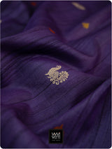 Deep Baingani Mulberry Pink Mughal Garden Exclusive Handspun Tussar Silk Saree