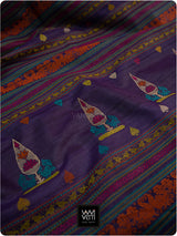 Deep Baingani Mulberry Pink Mughal Garden Exclusive Handspun Tussar Silk Saree