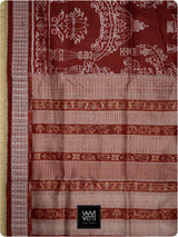 Brick Red Tulsi Prakritik Madder Natural Dyed Mulberry Silk Ikat Saree