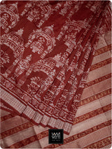 Brick Red Tulsi Prakritik Madder Natural Dyed Mulberry Silk Ikat Saree