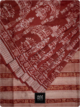 Brick Red Tulsi Prakritik Madder Natural Dyed Mulberry Silk Ikat Saree