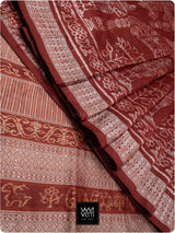 Brick Red Tulsi Prakritik Madder Natural Dyed Mulberry Silk Ikat Saree