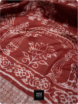 Brick Red Tulsi Prakritik Madder Natural Dyed Mulberry Silk Ikat Saree