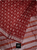 Red Fern Buta Prakritik Madder Natural Dyed Mulberry Silk Ikat Saree