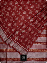 Red Fern Buta Prakritik Madder Natural Dyed Mulberry Silk Ikat Saree