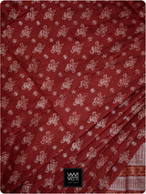Red Fern Buta Prakritik Madder Natural Dyed Mulberry Silk Ikat Saree