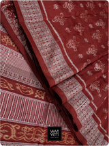 Red Fern Buta Prakritik Madder Natural Dyed Mulberry Silk Ikat Saree