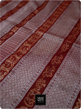 Red Fern Buta Prakritik Madder Natural Dyed Mulberry Silk Ikat Saree