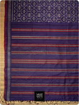 Deep Baingani Chrysanthemum Master Weave Designer Handspun Ikat Tussar Silk Saree