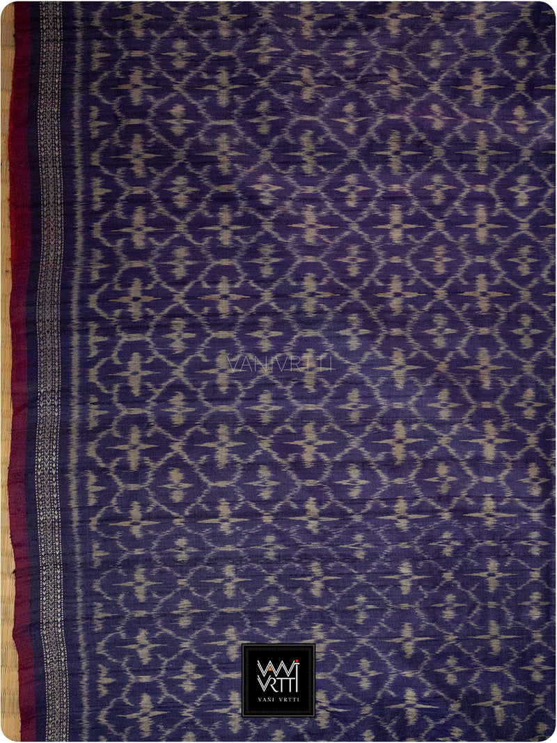 Deep Baingani Chrysanthemum Master Weave Designer Handspun Ikat Tussar Silk Saree
