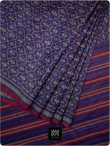 Deep Baingani Chrysanthemum Master Weave Designer Handspun Ikat Tussar Silk Saree