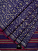 Deep Baingani Chrysanthemum Master Weave Designer Handspun Ikat Tussar Silk Saree