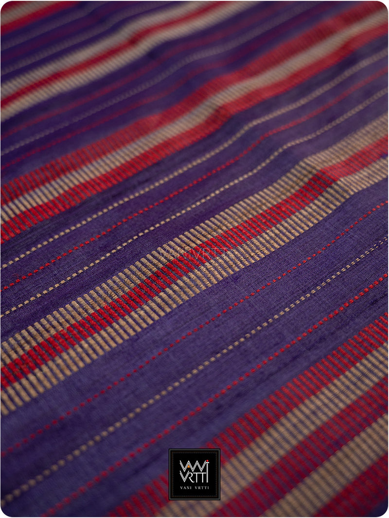 Deep Baingani Chrysanthemum Master Weave Designer Handspun Ikat Tussar Silk Saree