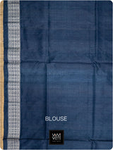 Brick Red Blue Passion Flower Phool Prakritik Madder & Indigo Natural Dyed Mulberry Silk Ikat Saree