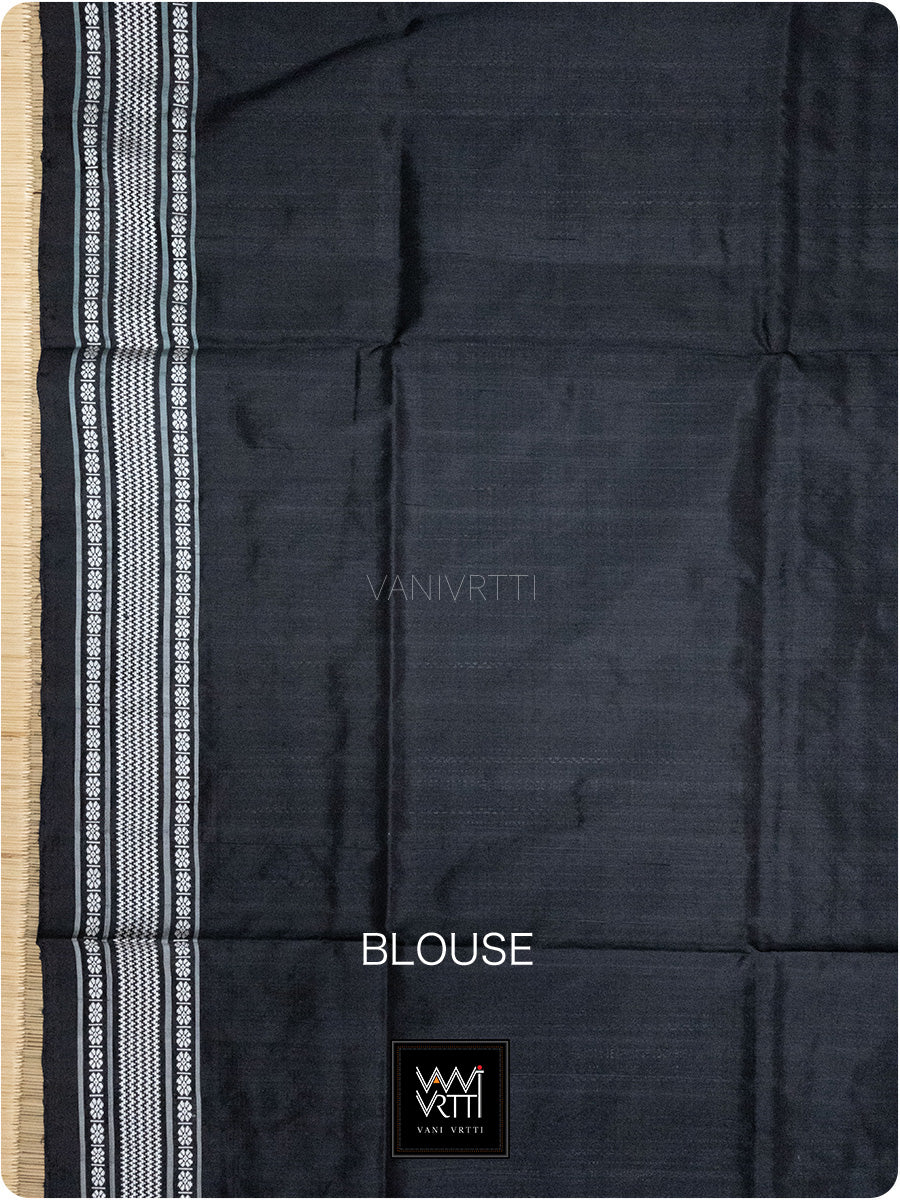 Orange Black Mughal Jaali Prakritik Madder, Haldi & Iron Rust Natural Dyed Mulberry Silk Ikat Saree