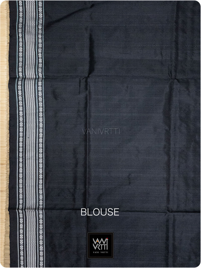 Orange Black Mughal Jaali Prakritik Madder, Haldi & Iron Rust Natural Dyed Mulberry Silk Ikat Saree