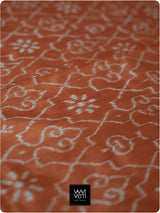 Orange Black Mughal Jaali Prakritik Madder, Haldi & Iron Rust Natural Dyed Mulberry Silk Ikat Saree