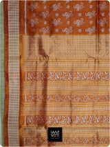 Orange Fern Butta Prakritik Madder & Haldi Natural Dyed Mulberry Silk Ikat Saree