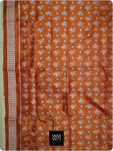 Orange Fern Butta Prakritik Madder & Haldi Natural Dyed Mulberry Silk Ikat Saree