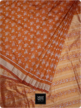 Orange Fern Butta Prakritik Madder & Haldi Natural Dyed Mulberry Silk Ikat Saree