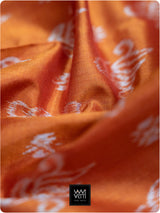 Orange Fern Butta Prakritik Madder & Haldi Natural Dyed Mulberry Silk Ikat Saree