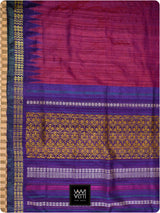 Bougainvillea Pink Purple Parijat Handspun Tussar Silk Saree