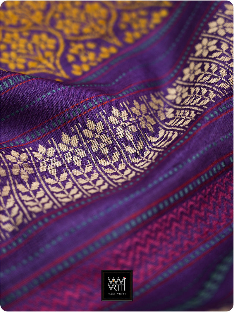 Bougainvillea Pink Purple Parijat Handspun Tussar Silk Saree