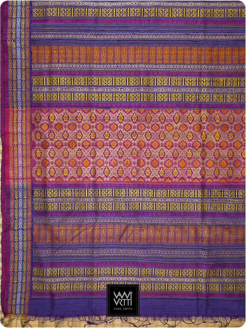 Mehendi Green Baingani Matsya Kachhap Handspun Tussar Silk Saree