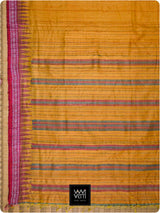 Golden Yellow Pink Firozi Ganga Jamuna Aarush Handspun Tussar Silk Saree