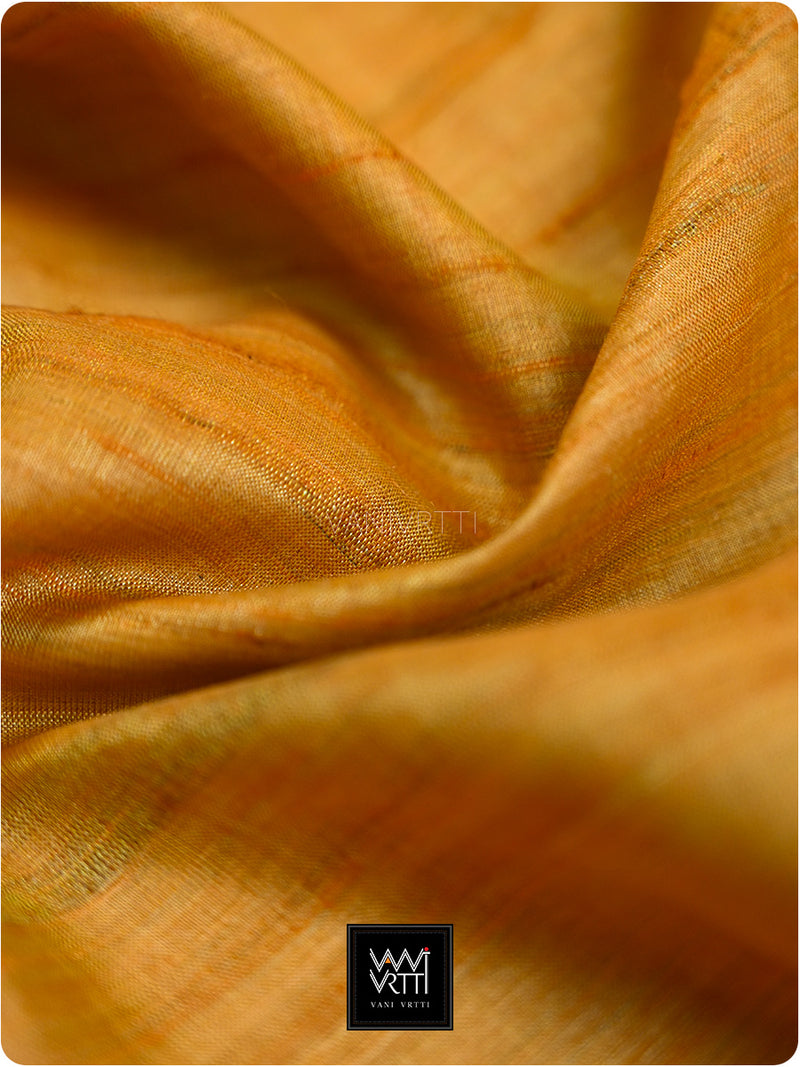 Golden Yellow Pink Firozi Ganga Jamuna Aarush Handspun Tussar Silk Saree