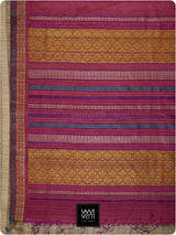 Pomegranate Red Parijat Handspun Tussar Silk Saree