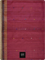 Pomegranate Red Parijat Handspun Tussar Silk Saree