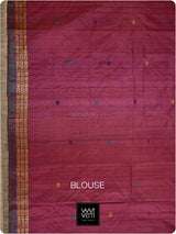 Pomegranate Red Parijat Handspun Tussar Silk Saree