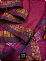 Pomegranate Red Parijat Handspun Tussar Silk Saree