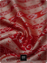 Emerald Green Red Lotus Parrot Mulberry Silk Ikat Saree