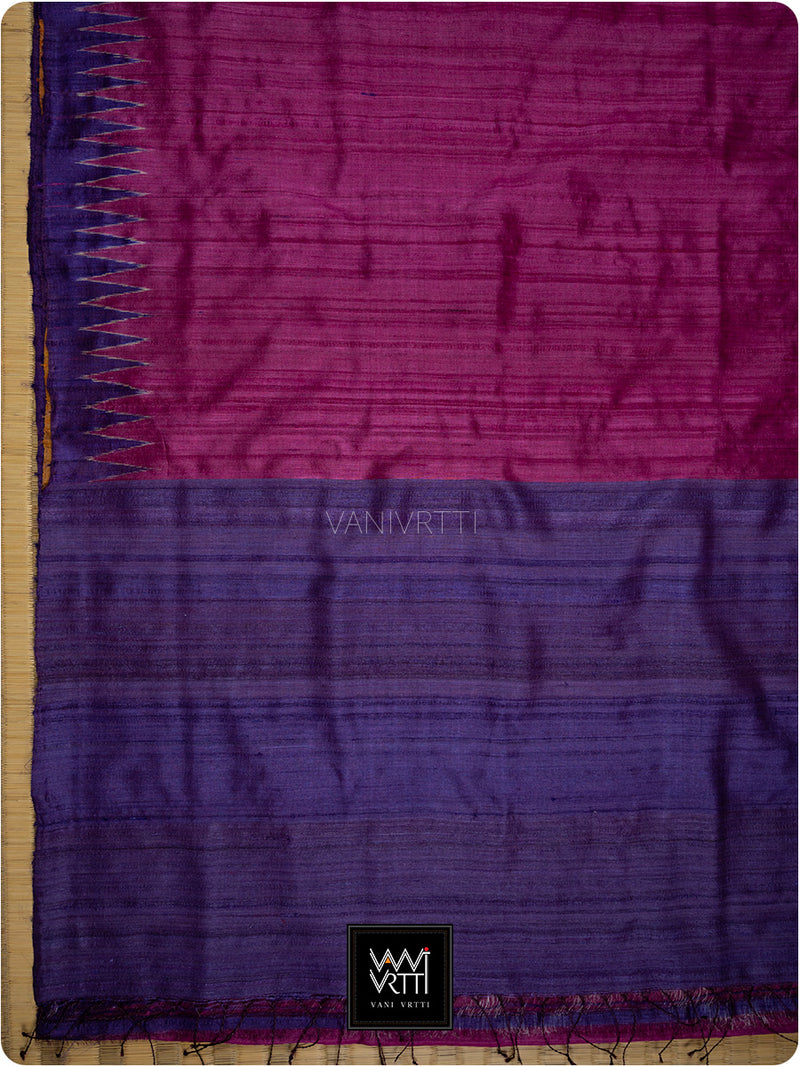 Wine Pink Purple Orange Antara Handspun Tussar Silk Saree
