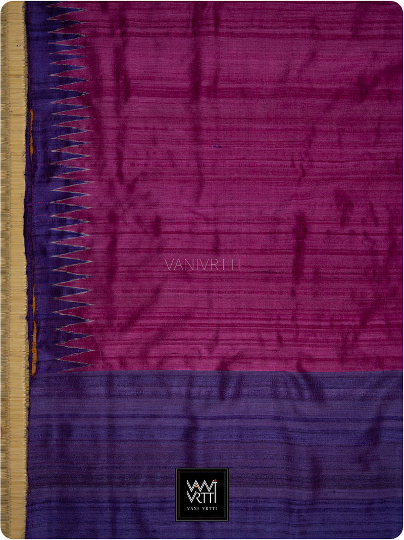 Wine Pink Purple Orange Antara Handspun Tussar Silk Saree
