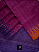 Wine Pink Purple Orange Antara Handspun Tussar Silk Saree