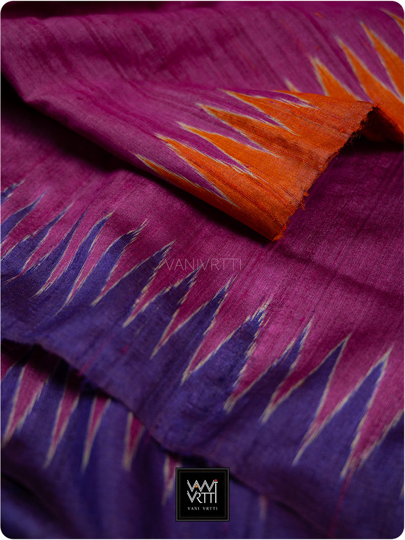 Wine Pink Purple Orange Antara Handspun Tussar Silk Saree