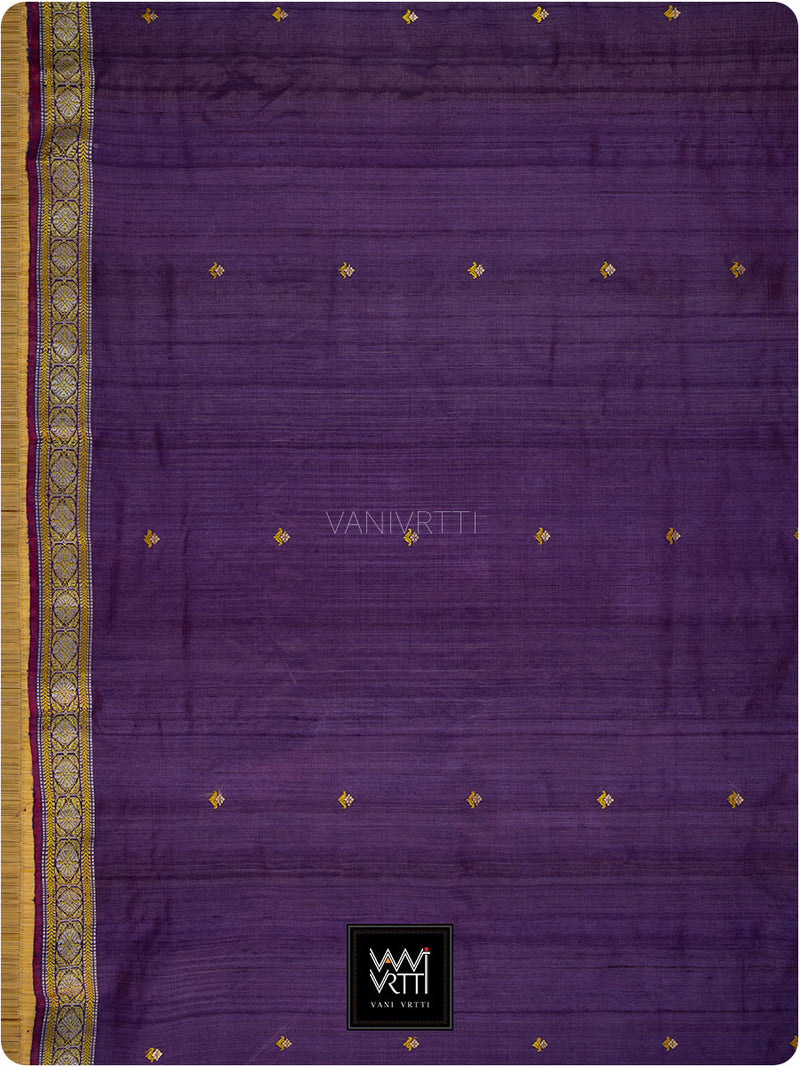 Baingani Brahma Kamal Master Weave Exclusive Handspun Tussar Silk Saree