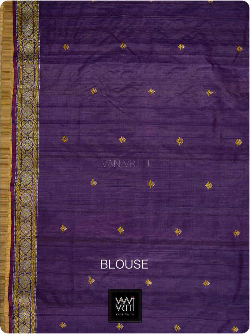 Baingani Brahma Kamal Master Weave Exclusive Handspun Tussar Silk Saree