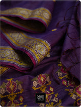 Baingani Brahma Kamal Master Weave Exclusive Handspun Tussar Silk Saree