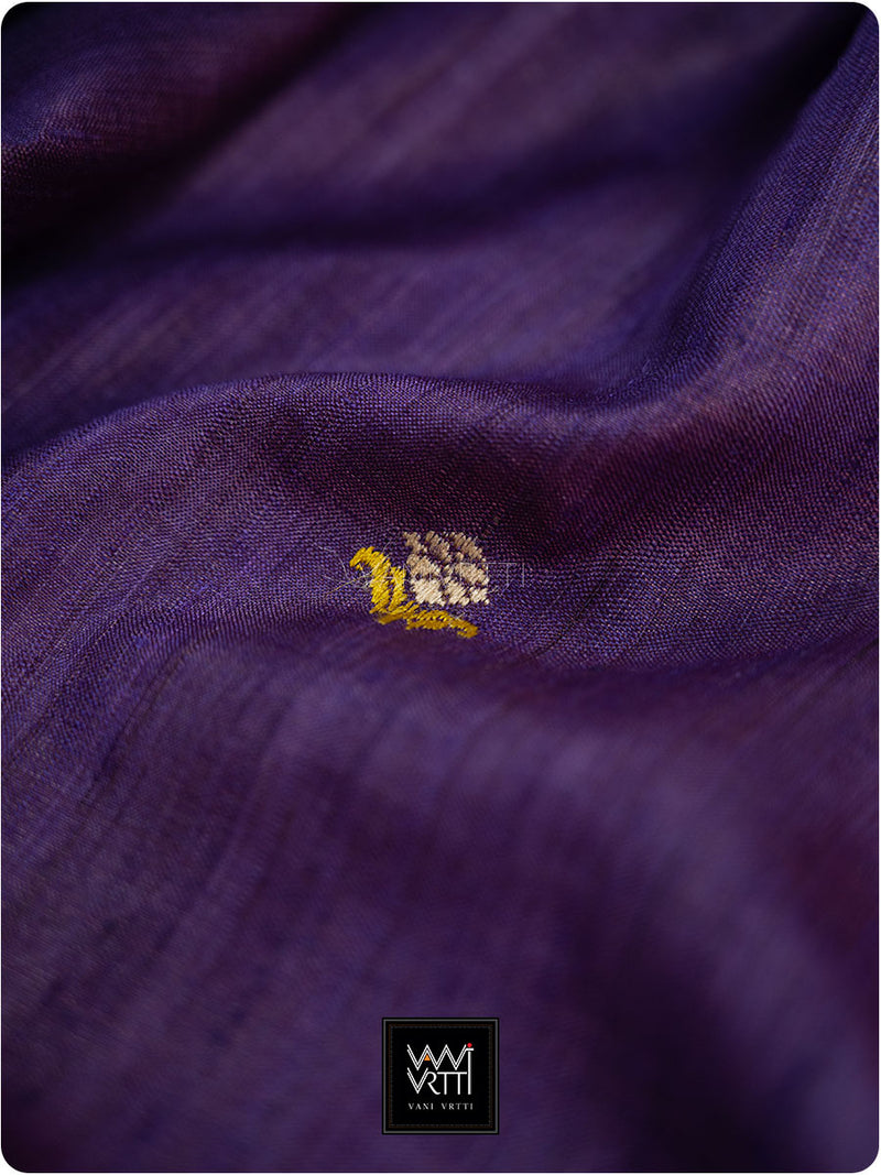 Baingani Brahma Kamal Master Weave Exclusive Handspun Tussar Silk Saree