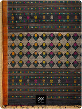 Black Rust Wine Marigold Wild Garden Master Weave Exclusive Handspun Tussar Silk Saree
