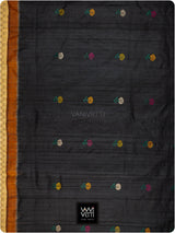 Black Rust Wine Marigold Wild Garden Master Weave Exclusive Handspun Tussar Silk Saree