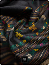 Black Rust Wine Marigold Wild Garden Master Weave Exclusive Handspun Tussar Silk Saree