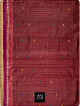 Deep Maroon Pink Airavata Konark Double Palla Handspun Tussar Silk Saree